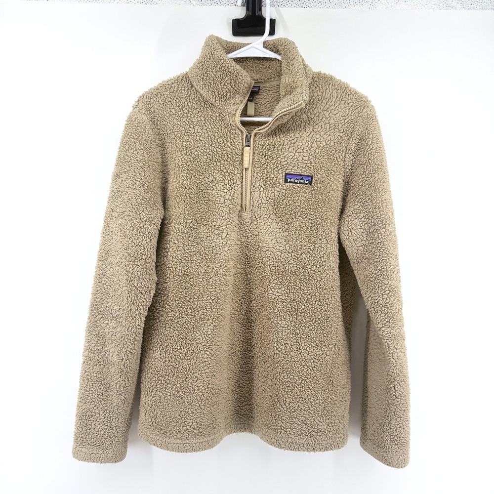 Patagonia Fleece Los Gatos 1/4 Zip L Tan Women Pullover Sherpa Jacket